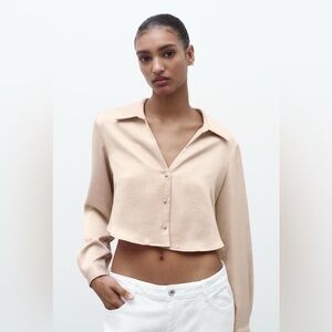 NWT Zara Satin Effect Crop Shirt